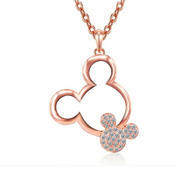 Mickey Mouse Rose Gold Austrian Crystal Necklace - Picture 5 of 5
